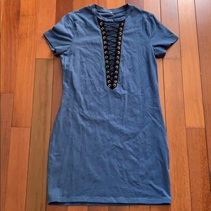 Lace Up Front Short Sleeve Dress